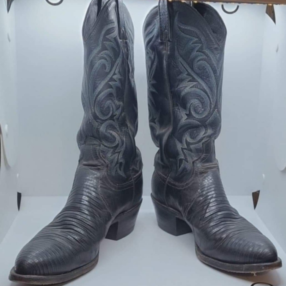 Vintage Cowboy Boots 1980s Dan Post Boots Teju Lizard Cowboy Boots - Men's 8.5D